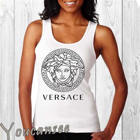 tank top versace|Versace logo stretch tank top.